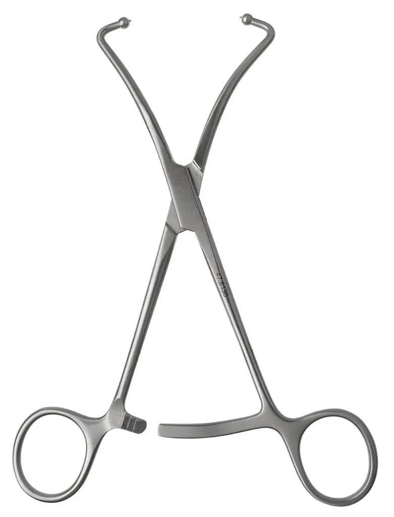 Pinza de Sujeción Ósea 6 1/2″ Curva con Puntas Esféricas de 3,0mm y Cremallera